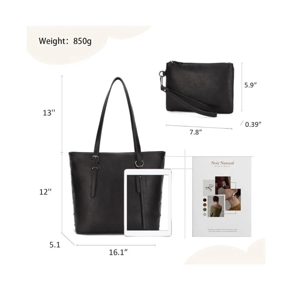 2PCS/Set Women Handbag Elegant PU Leather Satchel Purse Tote Single Shoulder Bag